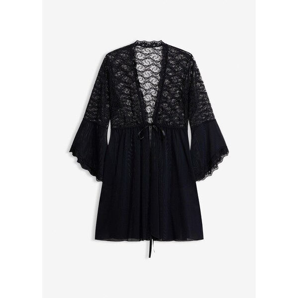 bonprix Kimono a stringové nohavičky (2-dielna sada), farba čierna 46547472