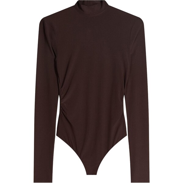 Bershka Košeľové body čokoládová 66916506