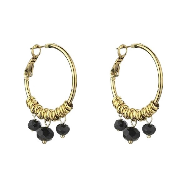Marc Malone Pozlátené kruhové náušnice Zoey Black Earrings MCE23010G 66593367