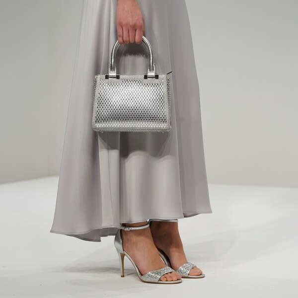 JOHN-C Strieborná spoločenská kabelka so štrasom Regina 66921487