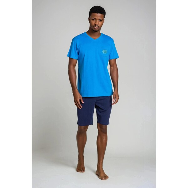 Henderson Pánske krátke bavlnené pyžamo Dodge 38882-55X nebeskymodro 23346974