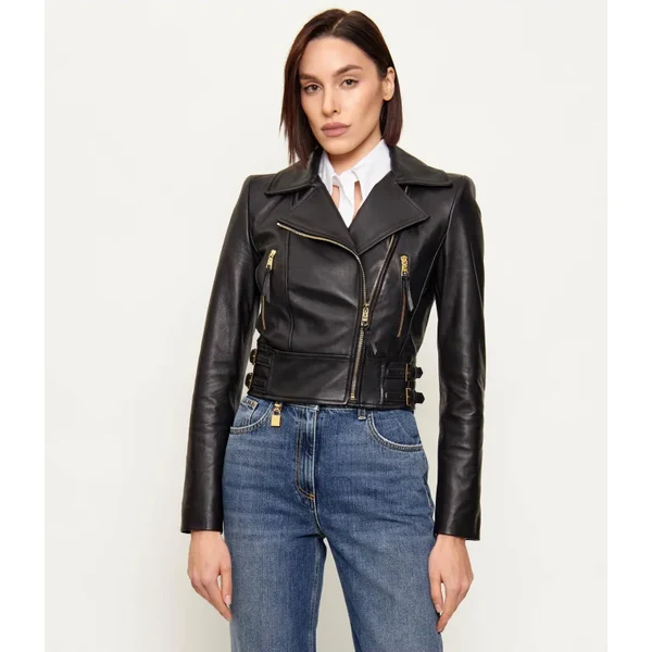 Elisabetta Franchi Kožená bunda ramoneska | Slim Fit 66927513