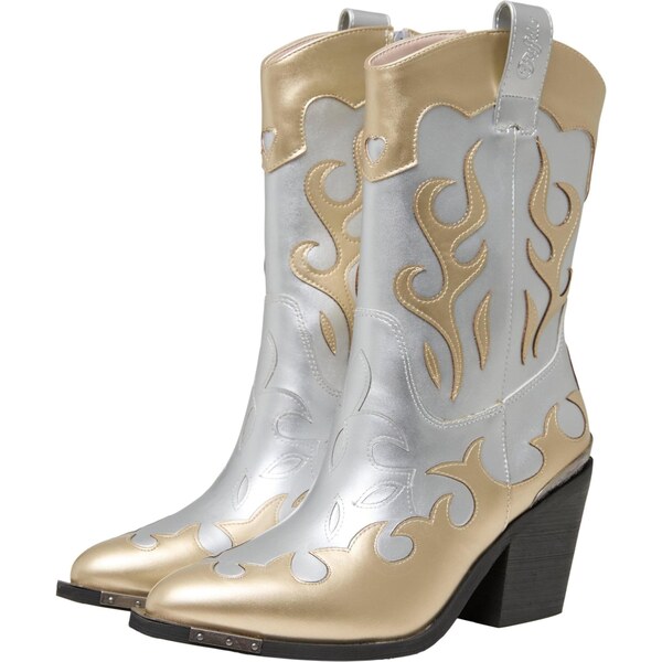 BUFFALO Kovbojské čižmy zlatá / strieborná 66935605