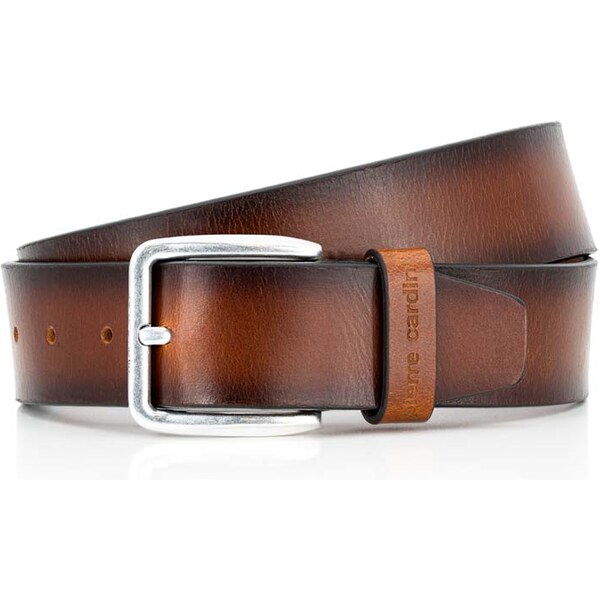 Hnedý pánsky kožený opasok Pierre Cardin s matnou prackou 66932741