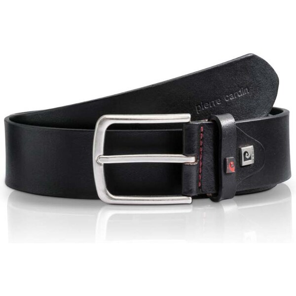 Čierny pánsky kožený opasok Pierre Cardin s elegantnou prackou 66932740