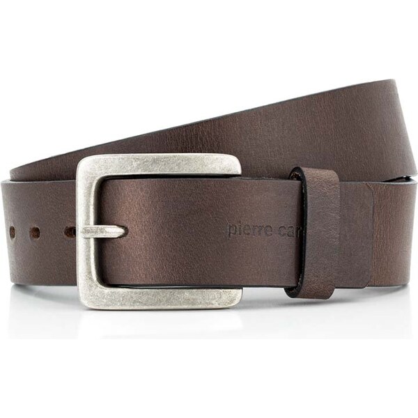 Hnedý pánsky kožený opasok Pierre Cardin so striebornou prackou 66932737