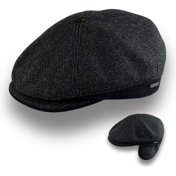 Krumlovanka Čierna zimná pánska bekovka s klapkami na uši 70% vlna - 66939209