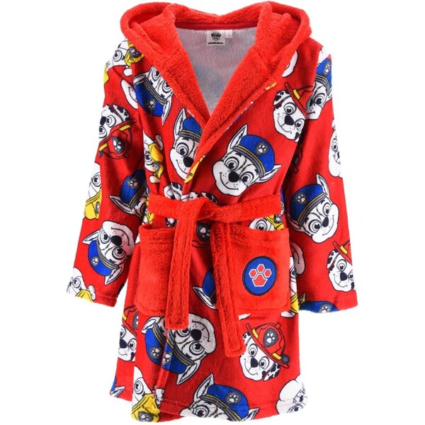 SunCity Chlapčenský fleece župan s kapucňou Labková patrola - červený 66939332