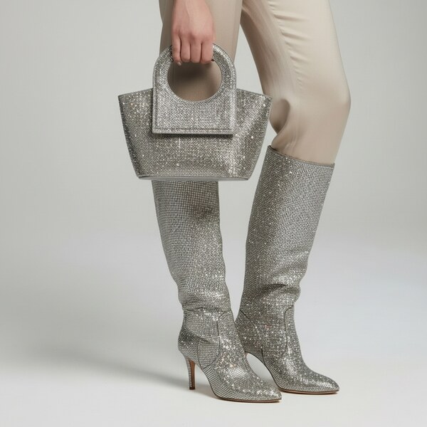 JOHN-C Strieborné spoločenská kabelka s kamienkami a perličkami Amelia 66949280