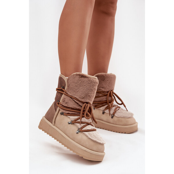 D.Franklin Dámske snehové topánky s kožušinou DFSH370012 Beige - 66950141