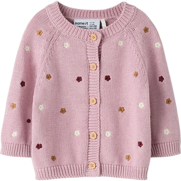 NAME IT Kardigán NBFTIFLOW sépiová / eozín / vínovo červená / biela 66952017