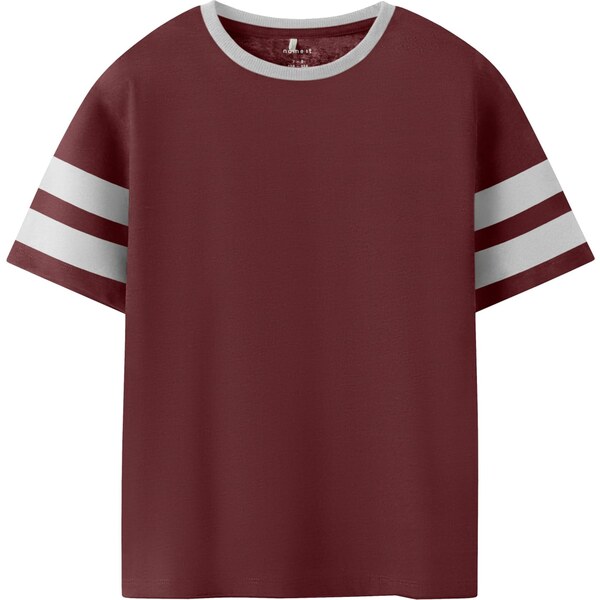 NAME IT Tričko NKMTHOMAS vínovo červená / biela 66952019