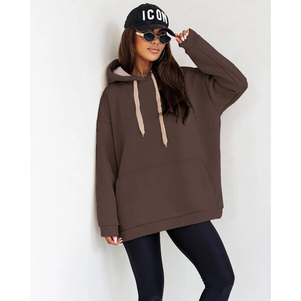 Moon Silnejšia dámska mikina klokanka v čokoládovej farbe (82131) 66956262