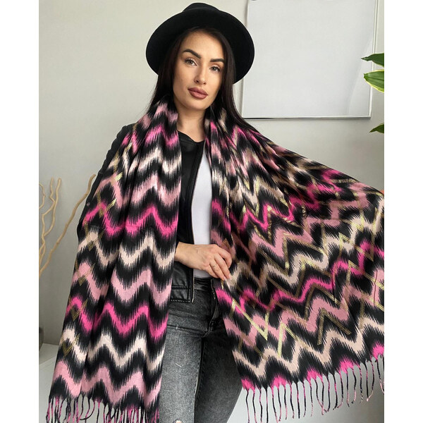 Lamour Vzorovaná ružová dámska šatka Lussi 190x65cm 66956397