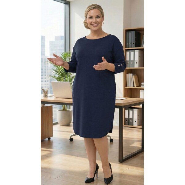 Šaty s kovovými očkami na rukávoch tmavomodré 66302513