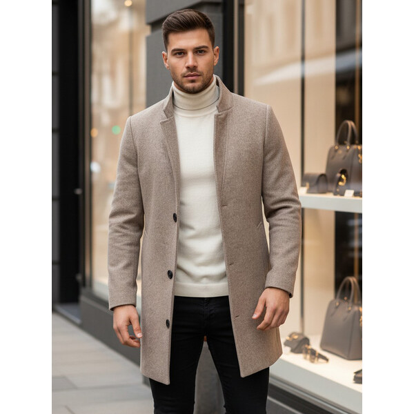 BASIC Hnedý pánsky kabát CX0442 35600127