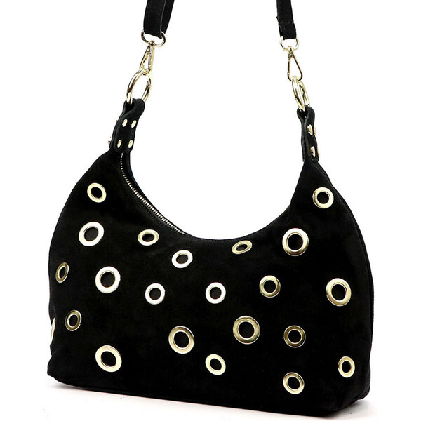 Gregorio Dizajnová čierna kabelka z brúsenej kože 66962013