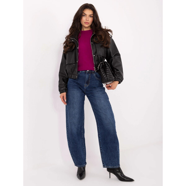 Factory Price Tmavomodré dámske džínsové nohavice balónového strihu 66965316