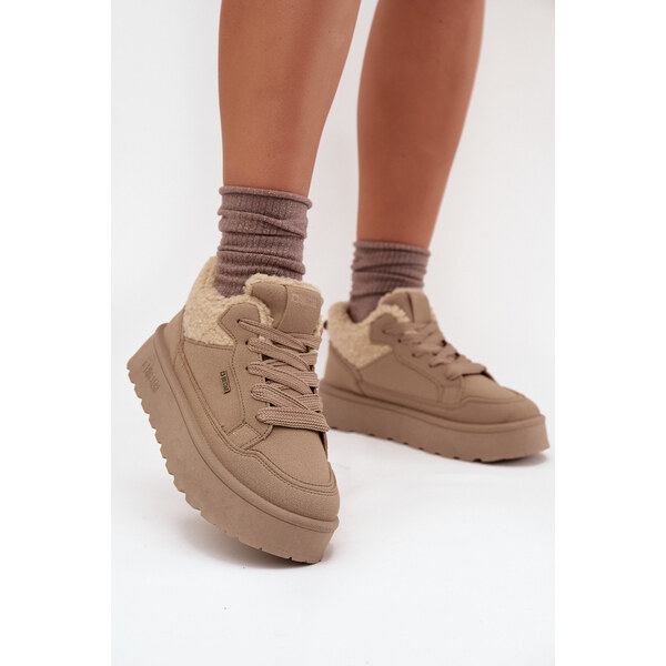 Dámska zateplená športová obuv na platforme SS274105 Beige - Big Star 66965311