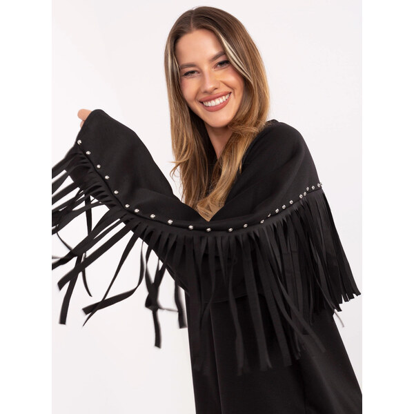 Factory Price Čierna voľná dámska mikina so strapcami (21695) 66965317