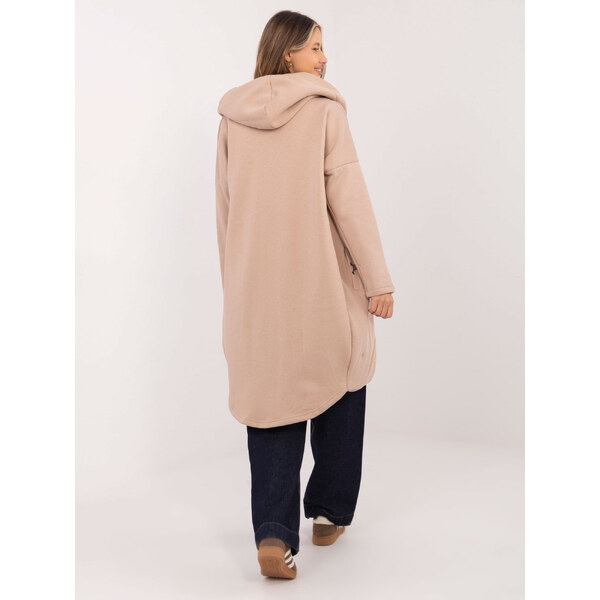 RUE PARIS Dámska béžová mikina na zips RV-BL-4858-1.99P-beige 57954590