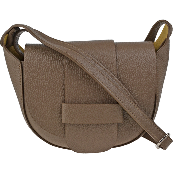 Hnedá kožená talianska crossbody kabelka Rerta Taupe Scura NovaKabelka 66973938