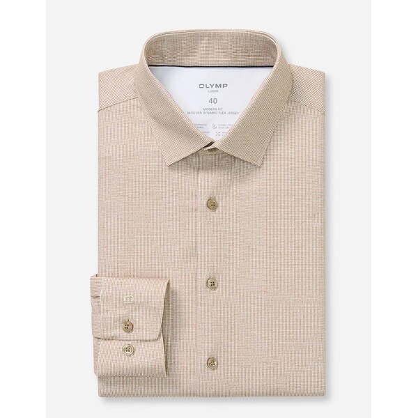 Pánska karamelová Flex Jersey košeľa OLYMP modern fit 66974413