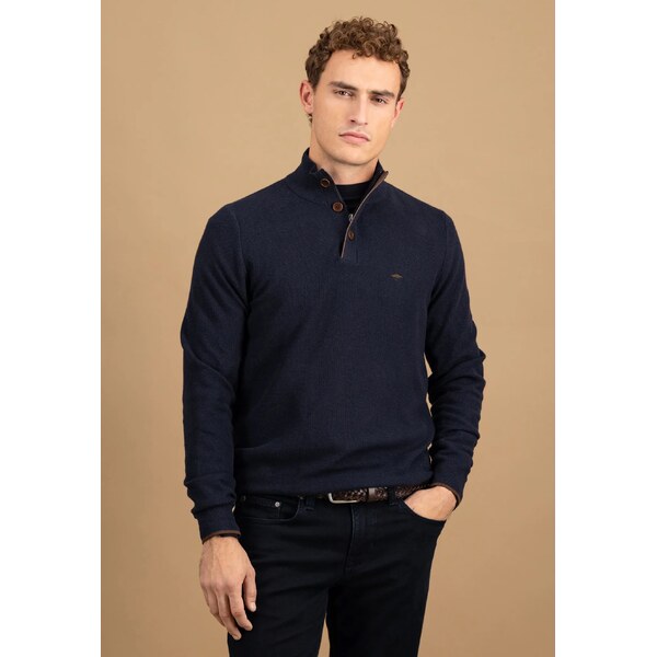 Pánsky modrý bavlnený troyer na gombíky FYNCH-HATTON 66974419