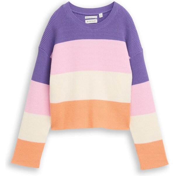 TOM TAILOR Sveter tmavofialová / oranžová / ružová / biela ako vlna 66976698