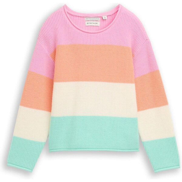 TOM TAILOR Sveter mätová / marhuľová / svetloružová / biela ako vlna 66976715