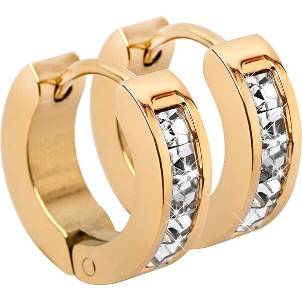 Troli Pozlátené oceľové náušnice krúžky s kryštálmi 66841056