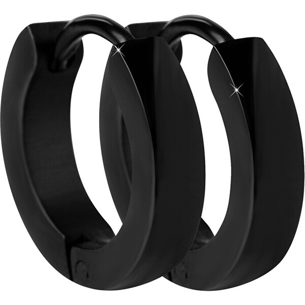 Troli Čierne oceľové náušnice krúžky 66592418