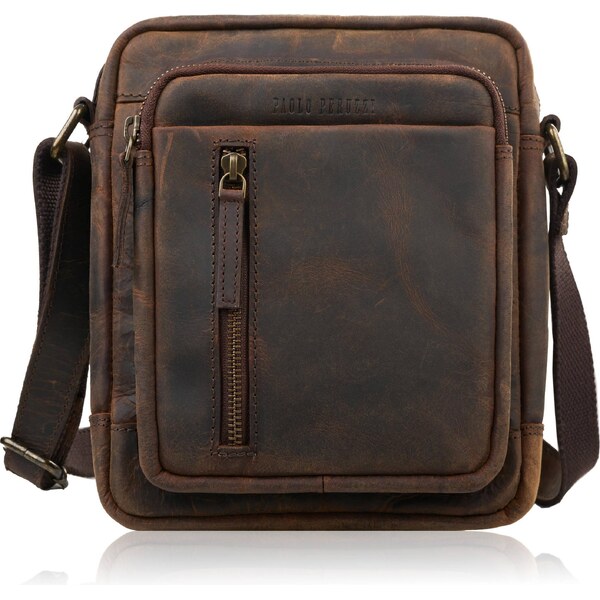 Paolo Peruzzi Pánska vintage kožená taška cez rameno | hnedá IM-01-HBR 66982498