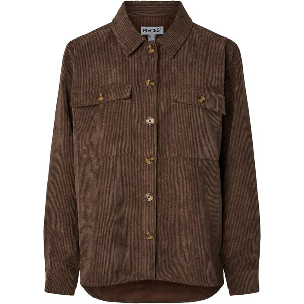 PIECES Blúzka PCEFFI tmavohnedá 66985848