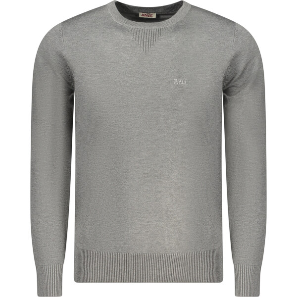 Rifle Pánsky sivý sveter s výšivkou 66995742