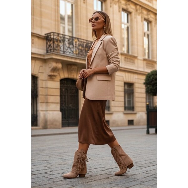 Boto Dámske kovbojské členkové čižmy s strapcami 66984247