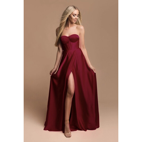 miadresses.sk Bordové spoločenské šaty s korzetom 66992383