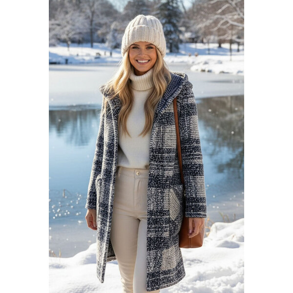 Glara Tenký vlnený kabát s kapucňou 30978434