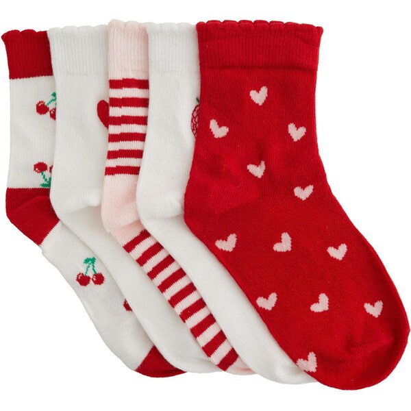 WE Fashion Ponožky zelená / ružová / červená melírovaná / biela 66999881