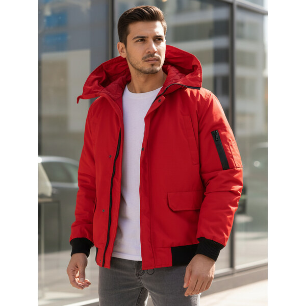 DStreet Červená zimná bunda pre mužov 66995706
