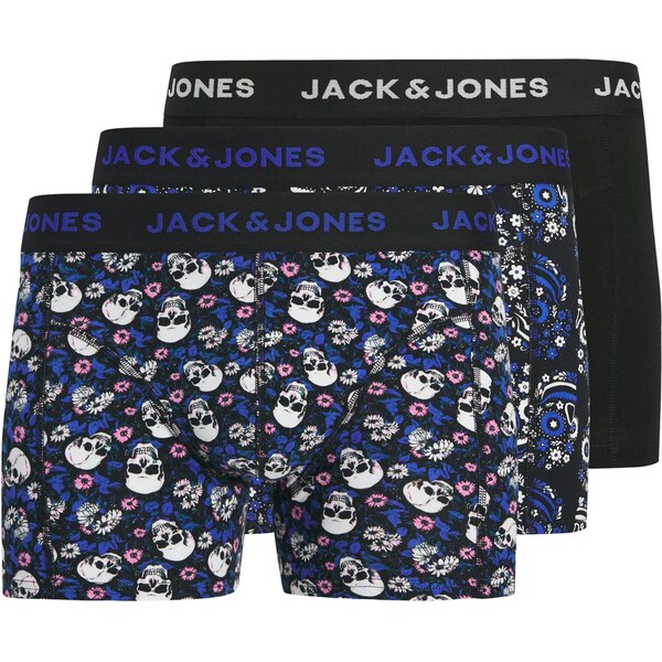 JACK & JONES Boxerky JACFLOWER SKULL tmavomodrá / ružová / čierna / 67000032
