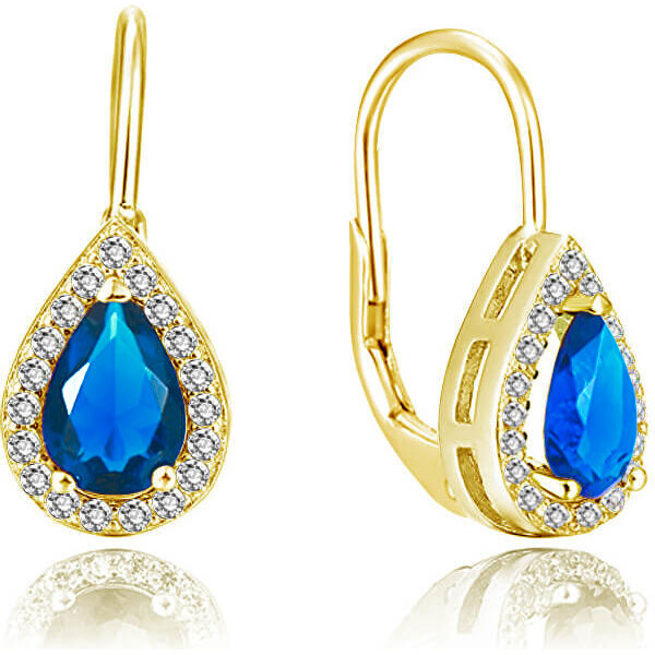 Beneto Pozlátené náušnice s modrými zirkónmi AGUC2229-GOLD 66585270