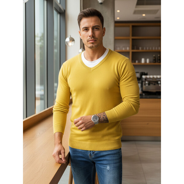 Sweter męski żółty Dstreet 66999655