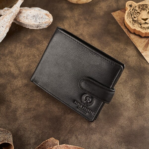 PAOLO PERUZZI Pánska kožená peňaženka s RFID | čierna T-77-BL 41085785