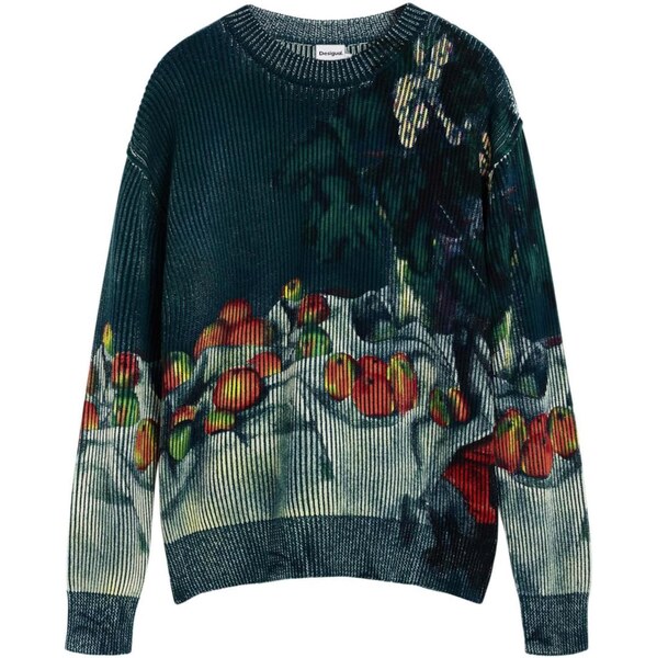 Desigual Sveter modrozelená / modrosivá / petrolejová / mandarínková 67007513