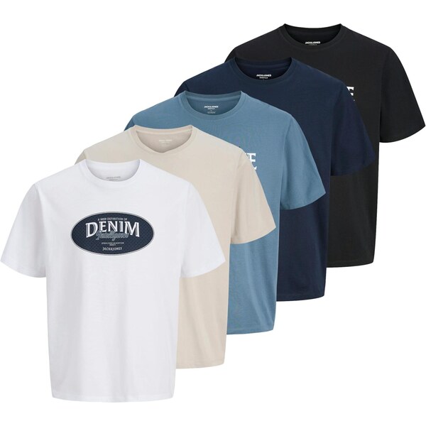 JACK & JONES Tričko JJEDOVER tmelová / tmavomodrá / čierna / biela 67007535