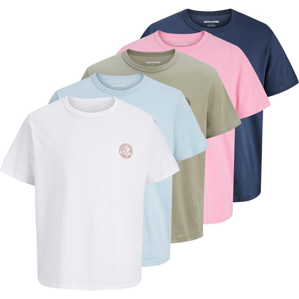 JACK & JONES Tričko JJALLIANCE svetlomodrá / olivová / ružová / biela 67007559