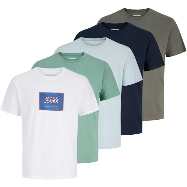 JACK & JONES Tričko JJRAIN modrá / svetlomodrá / sivá / zelená / biela 67007555