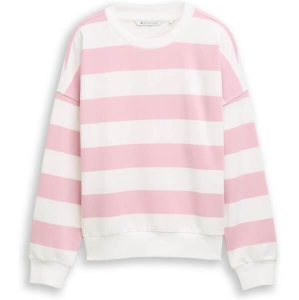 TOM TAILOR DENIM Mikina ružová / biela 67021222