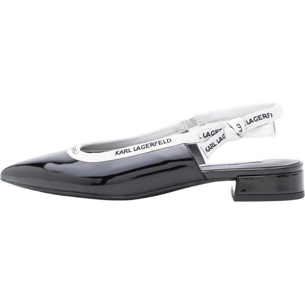 Karl Lagerfeld Baleríny s ramienkom čierna / biela 67021253